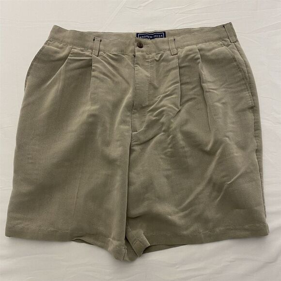 Andrew Fezza 34 x 8"‎ Beige Woven Pleated Casual Shorts - Picture 1 of 6